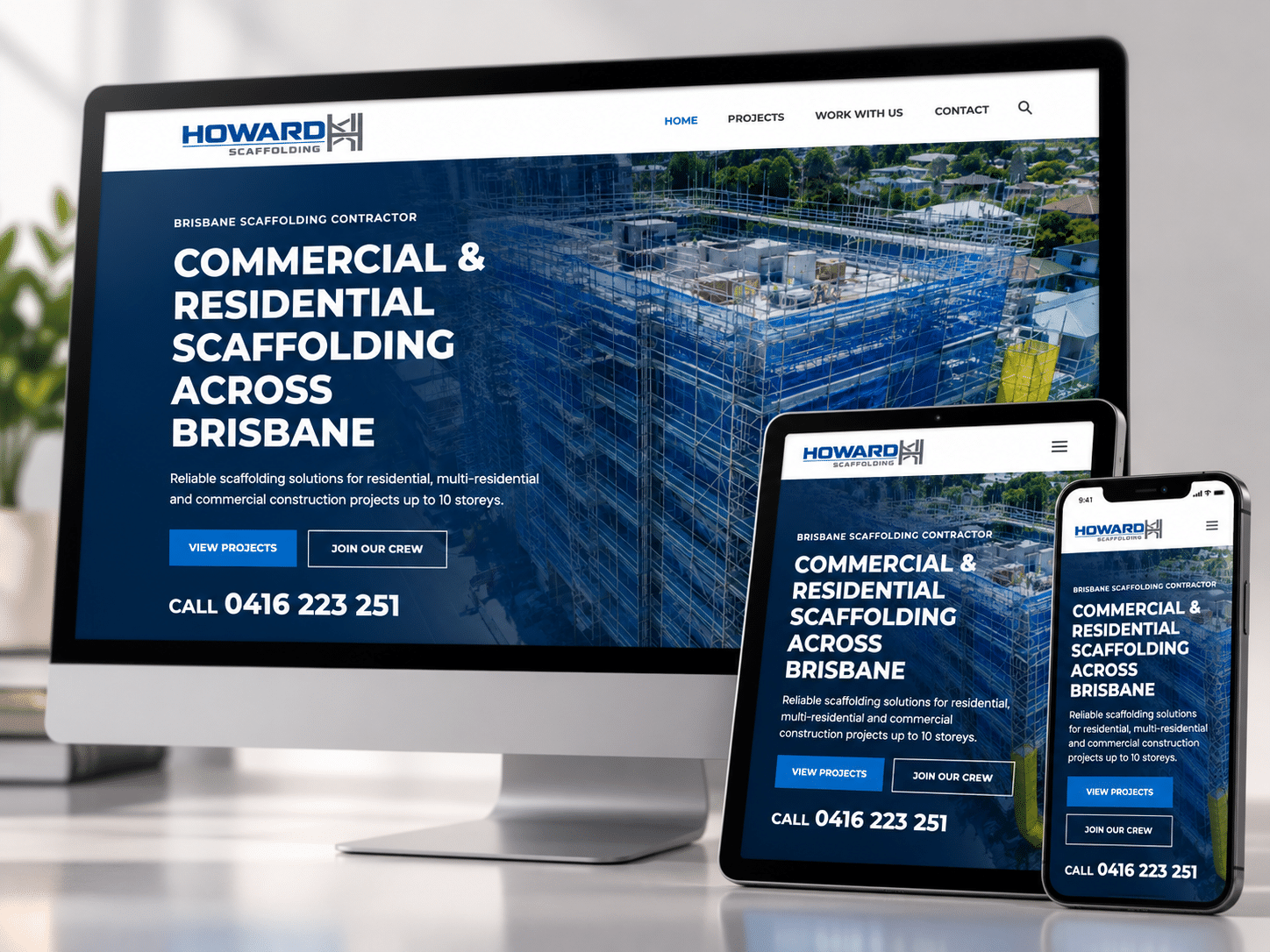 Responsive website design showcase for Howard Scaffolding