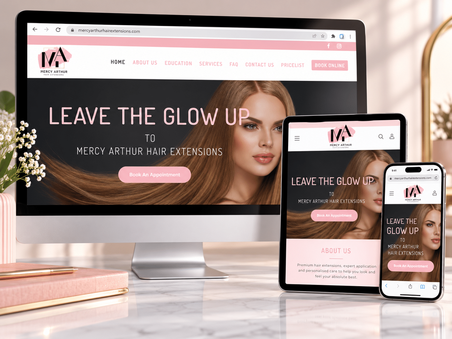Responsive website design showcase for Mercy Arthur